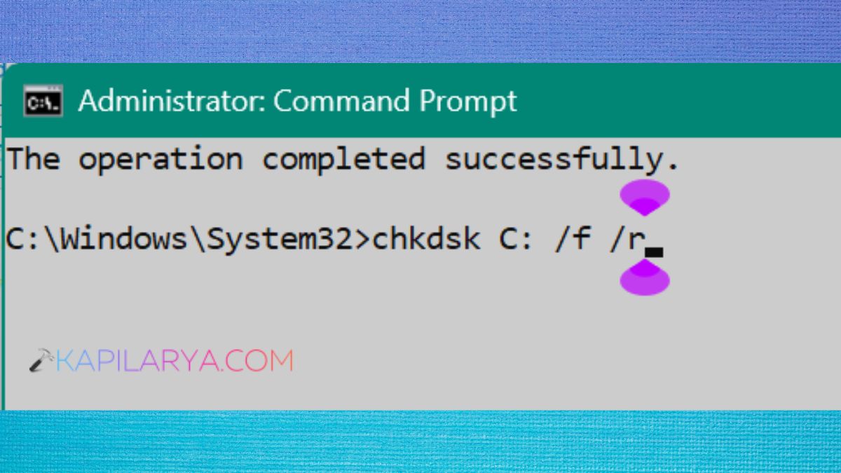chkdsk command Fix Windows Resource Protection could not start the repair service