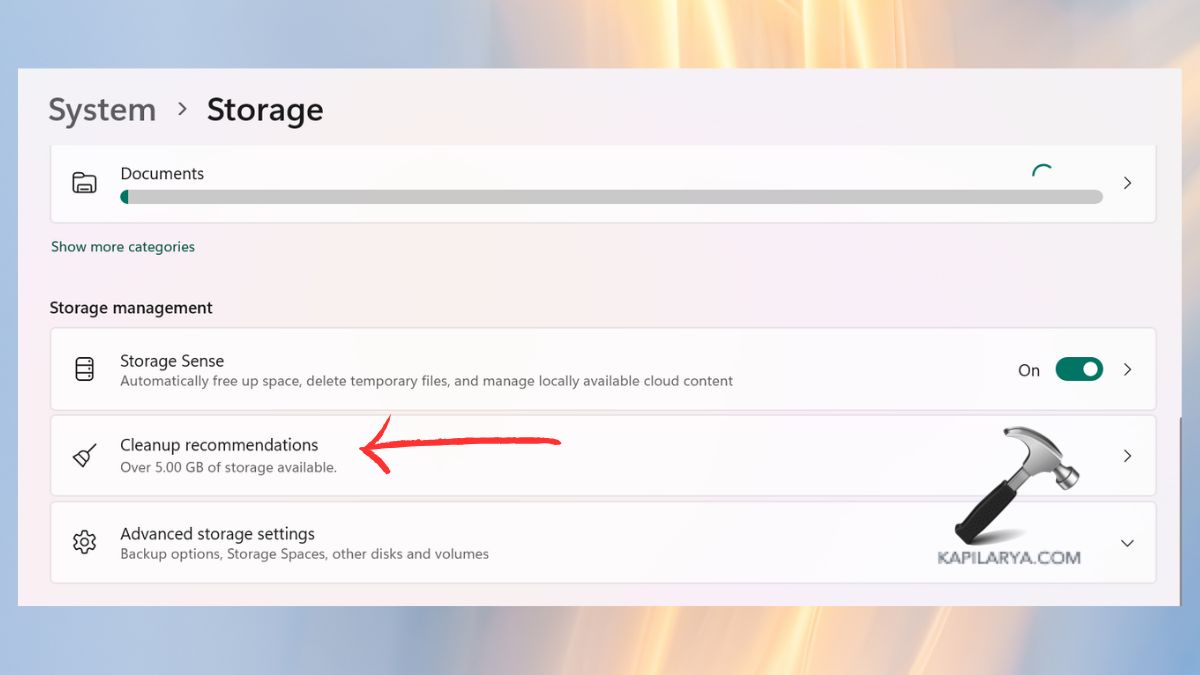 cleanup recommendations free up drive space in Windows 11