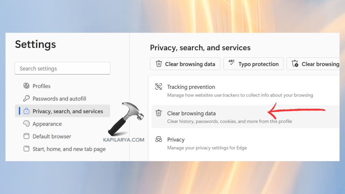 clear browsing data edge
