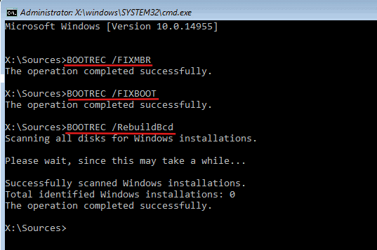 Command Prompt: Automatic repair couldn’t repair your PC