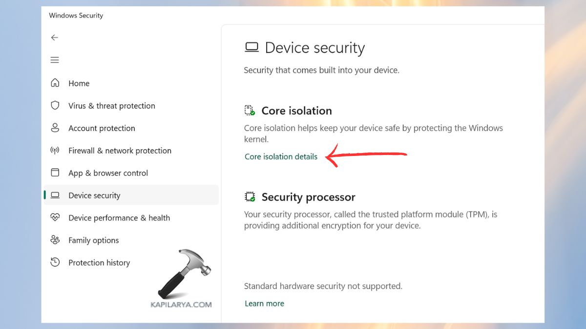 core isolation details in device security