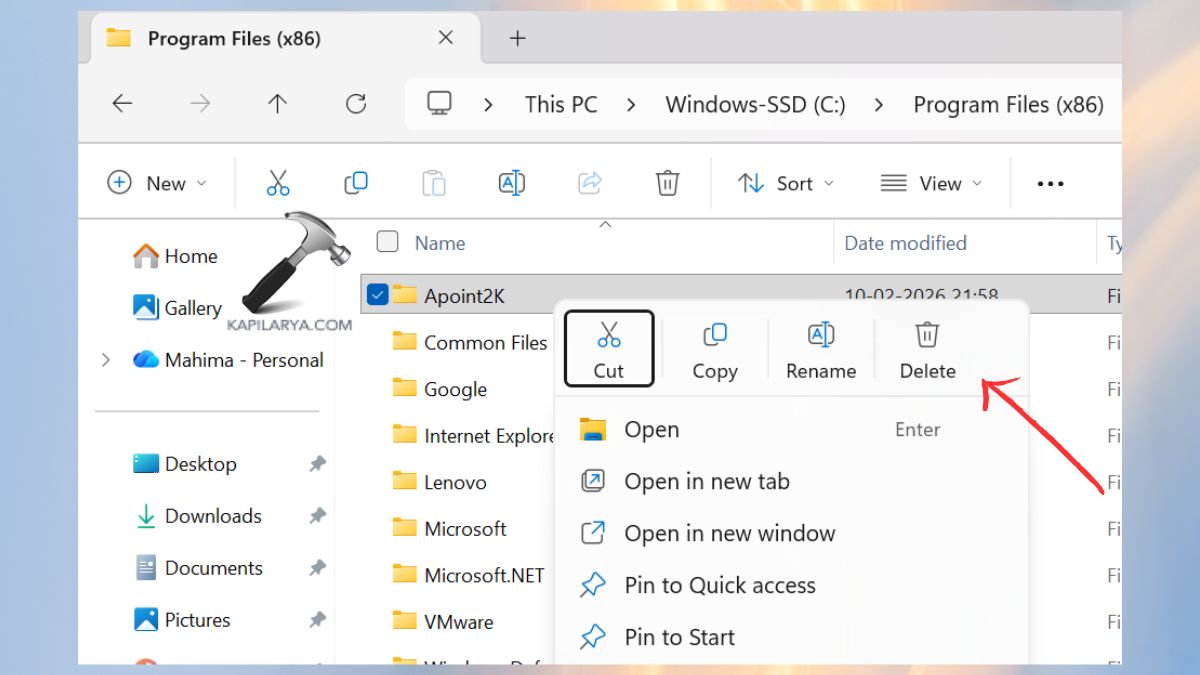 delete Apoint2K folder