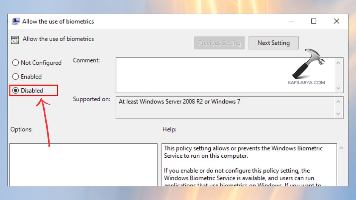 disabled allow the use of biometrics