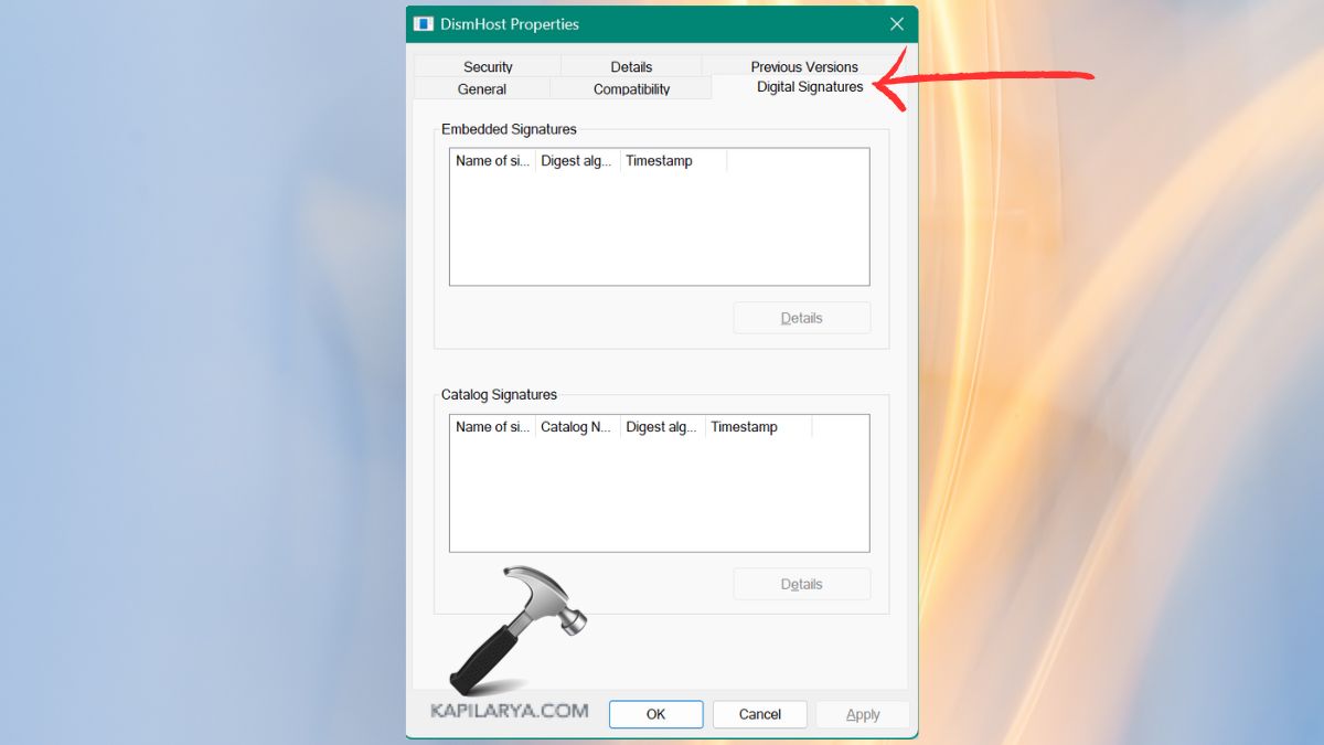 dismhost properties digital signature