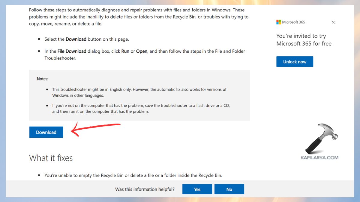 download Windows File and Folder Troubleshooter