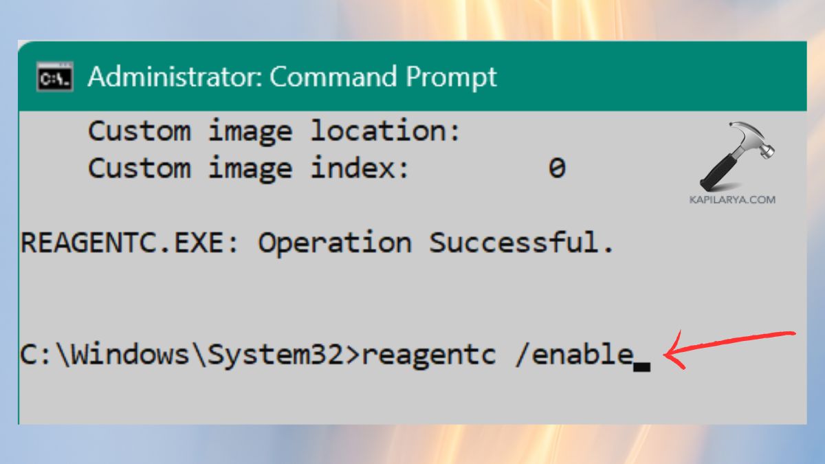 enable the windows re in cmd