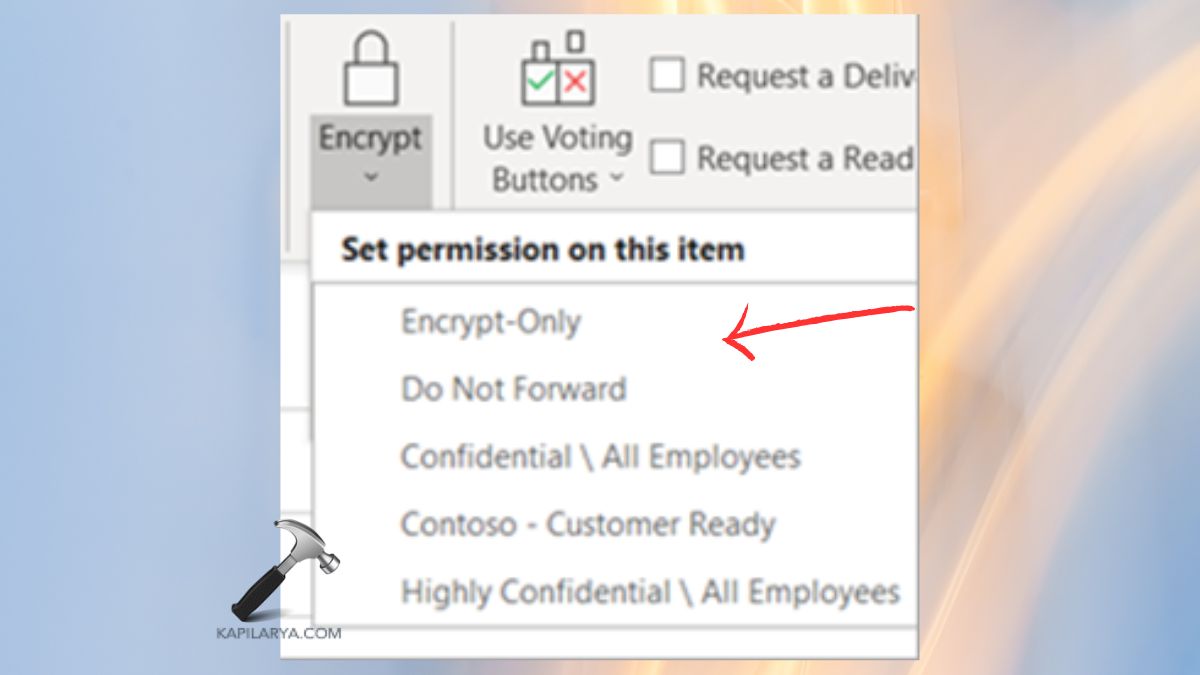 encryt option in outlook Fix: You don’t have sufficient permissions to open the Mail - Outlook error