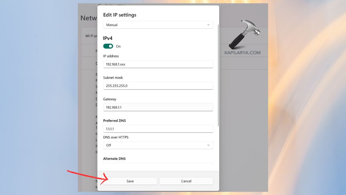 enter ip assignment settings in network and internet Fix Network issues after Windows 11 25H2 upgrade