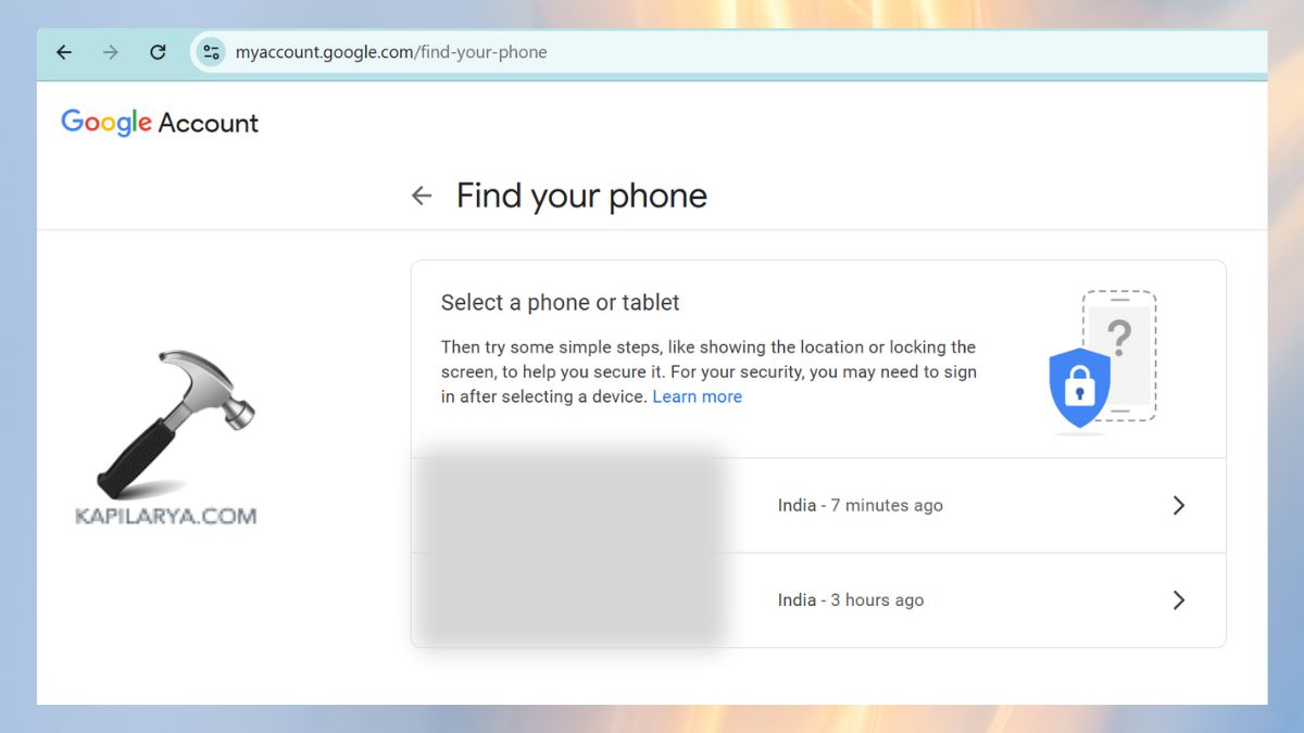 find my device in google