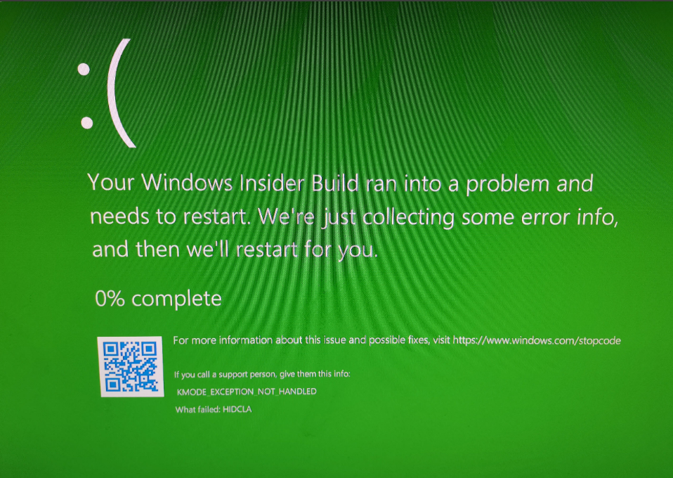 Your Windows Insider build ran into a problem