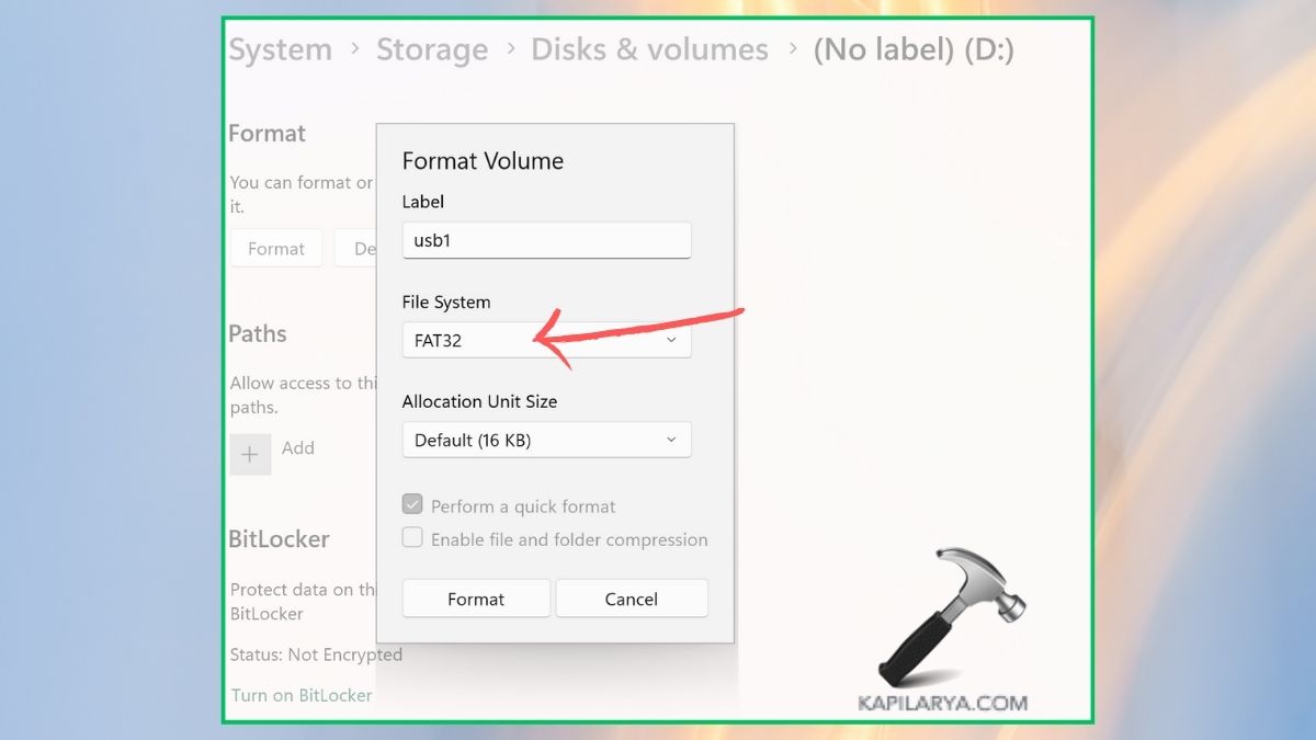 Format A USB Drive As FAT32 On Windows 11