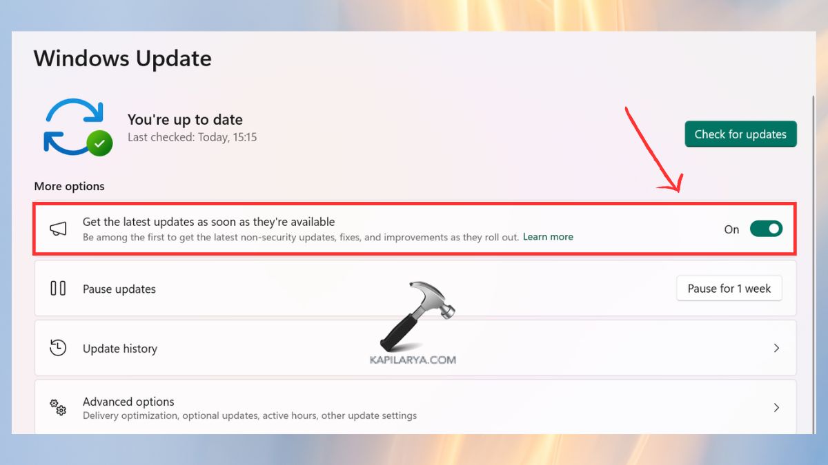 get latest update as they are available windows 11 update