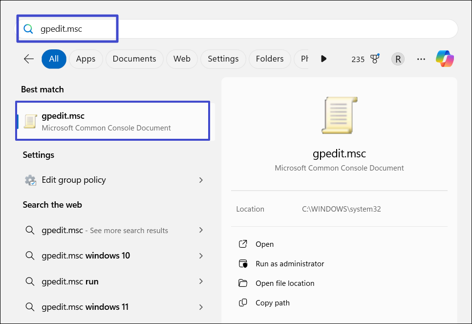 Open Group Policy Editor