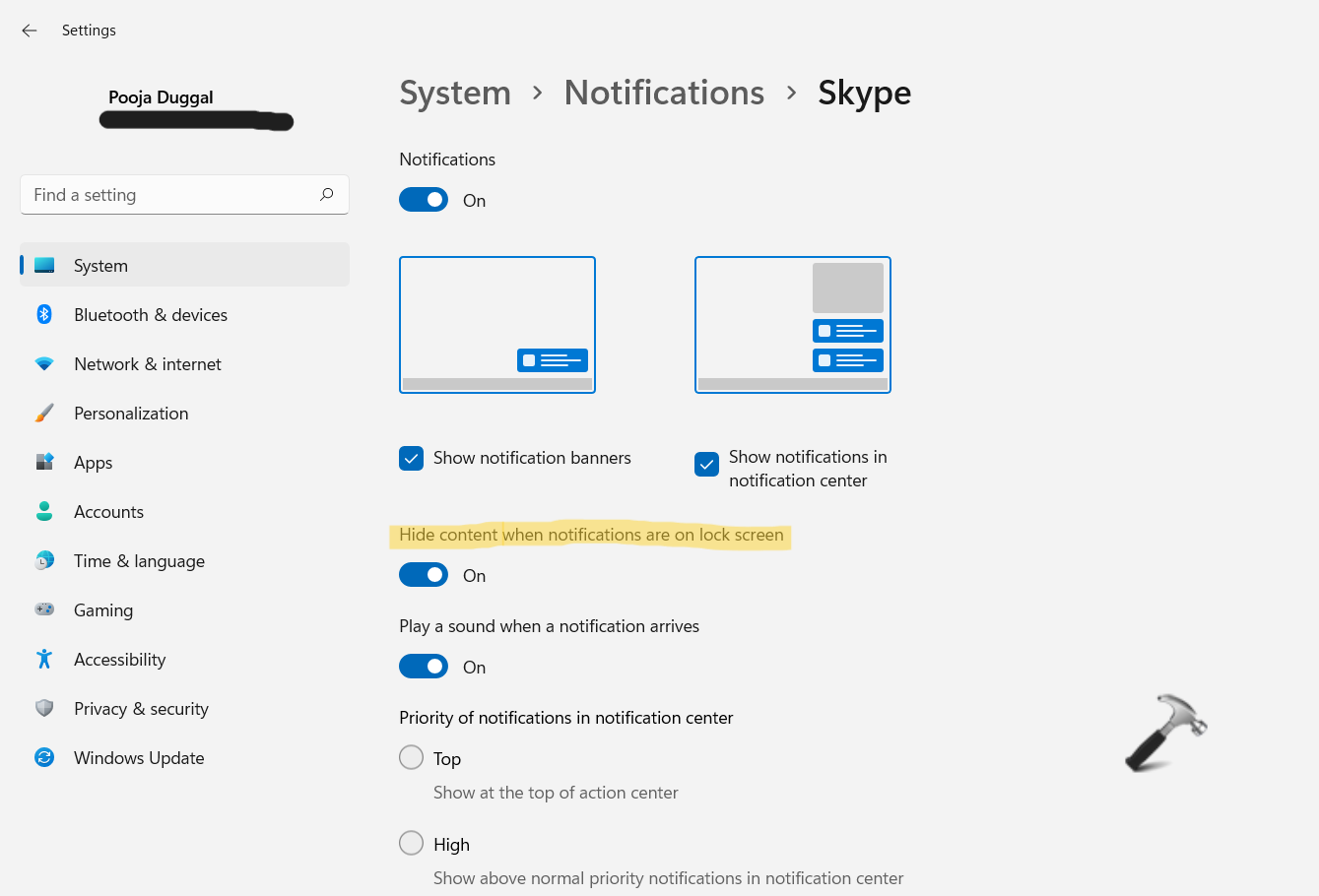 how to remove notifications from lock screen windows 11