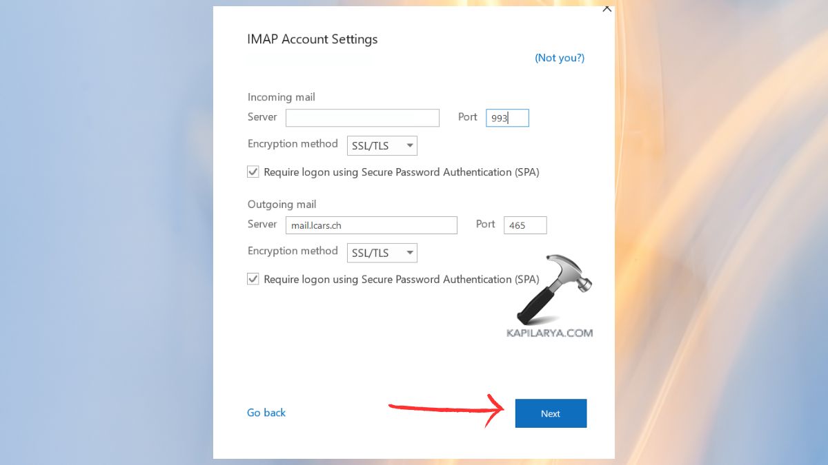 imap account settings