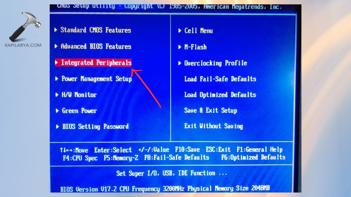 integrated peripherals in bios