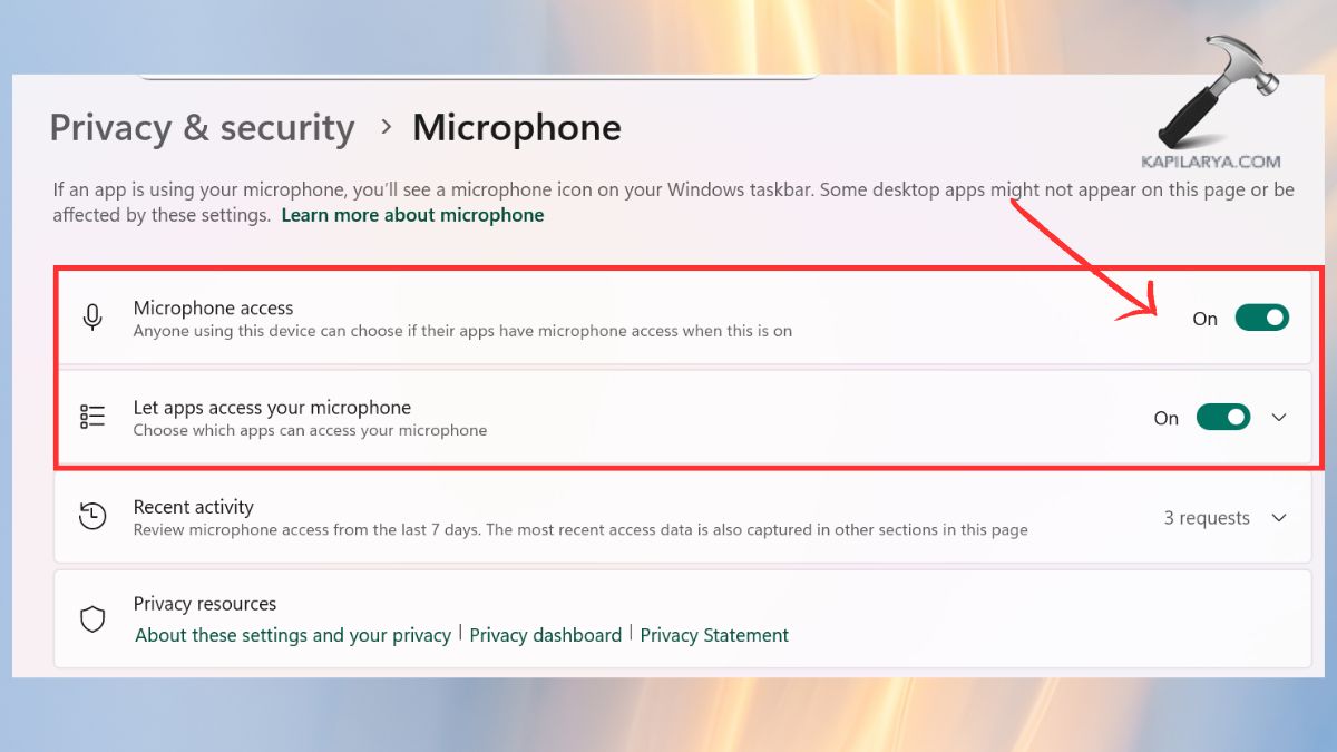 let apps access your microphone