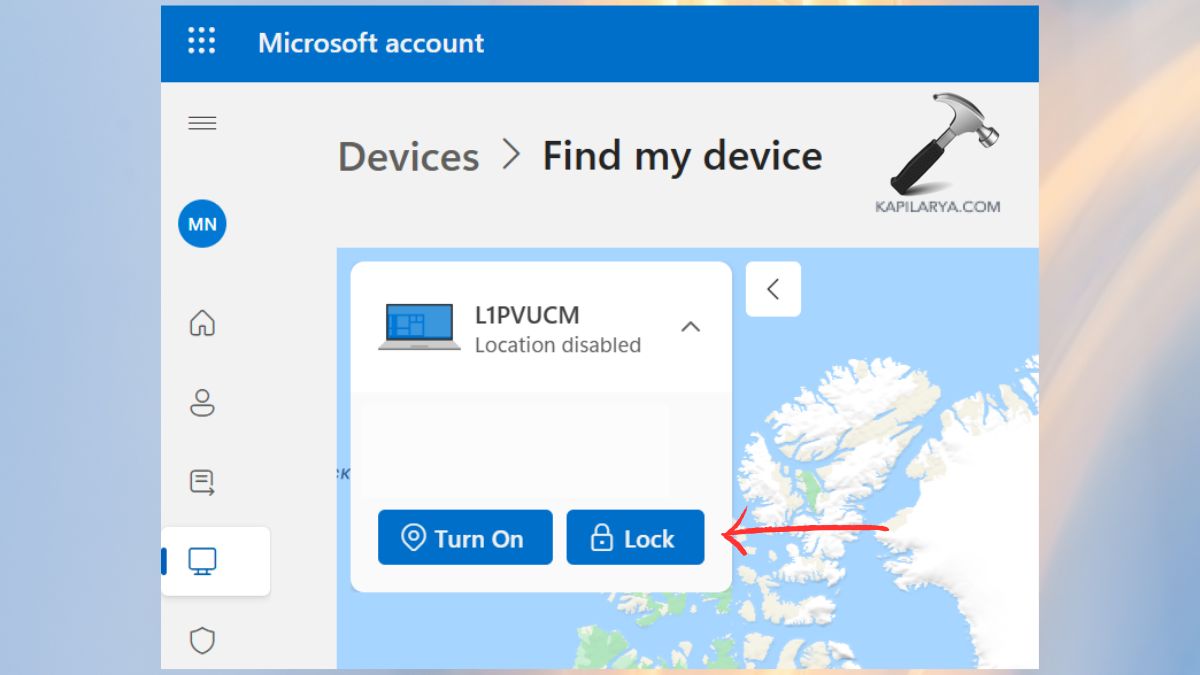 lock device in find my device