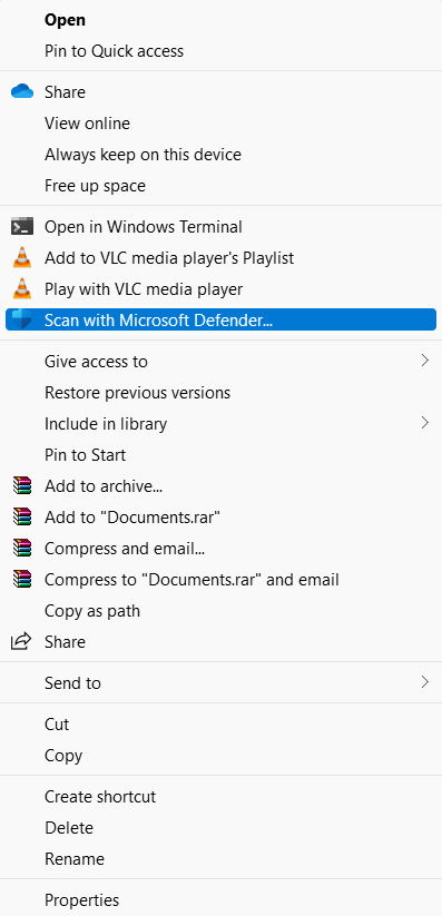 Manually Scan with Microsoft Defender in Windows 11