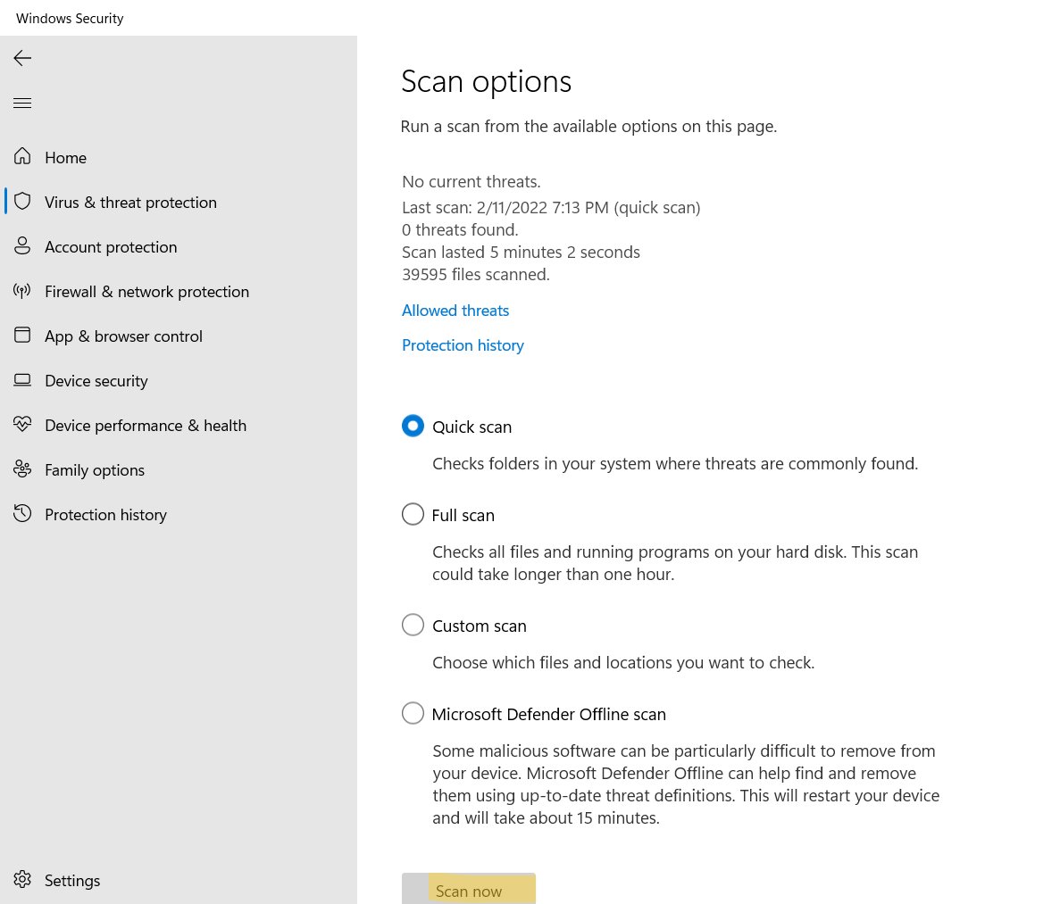 Manually Scan With Microsoft Defender In Windows 11