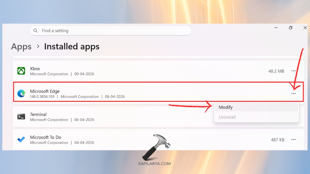 modify Microsoft Edge