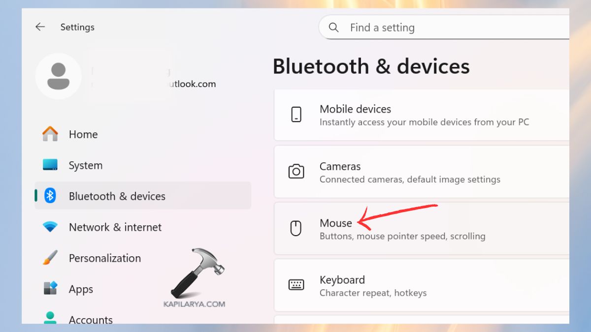 mouse in bluetooth & devices