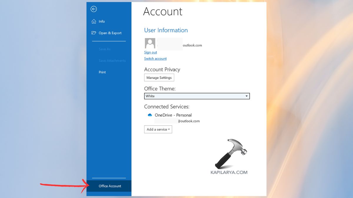office account option in file