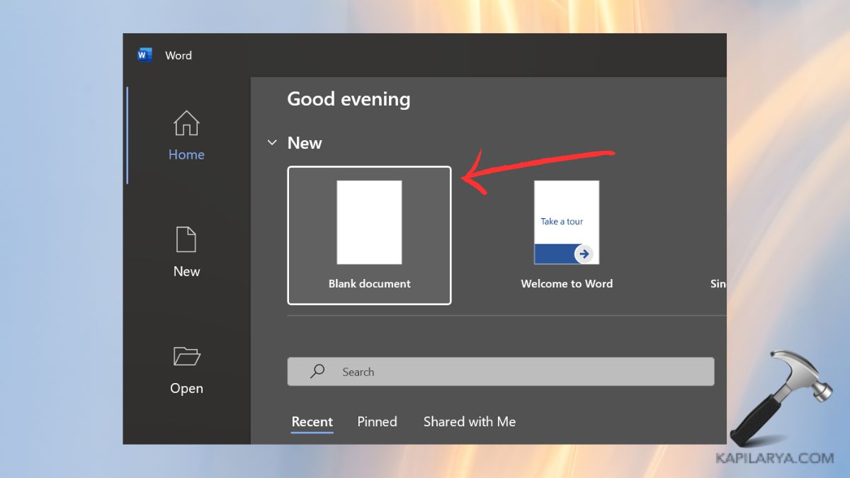 Open blank document