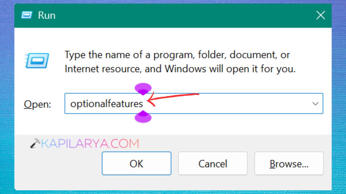 optionalfeatures Run command