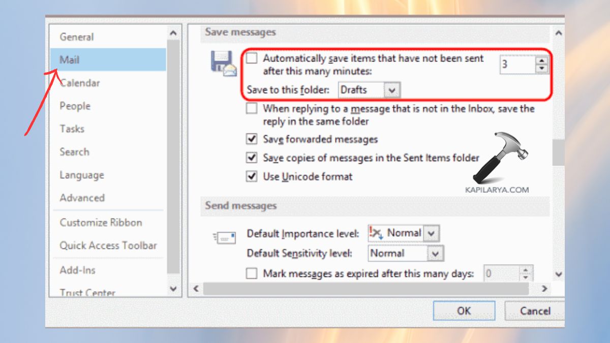 outlook mail Automatically save items that have not been sent after X minutes fix Outlook message has been changed Error