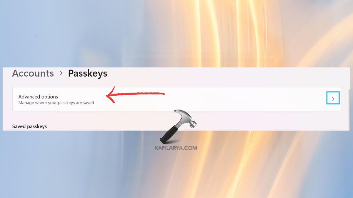 passkeys option in accounts