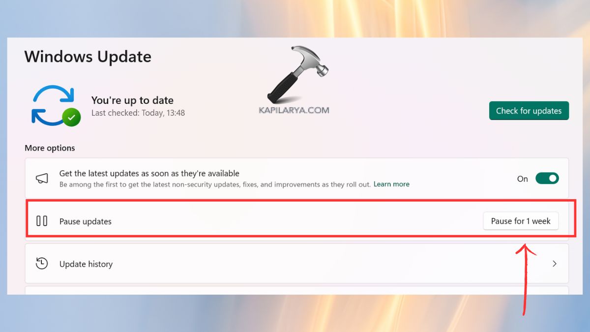 pause updates for 1 week