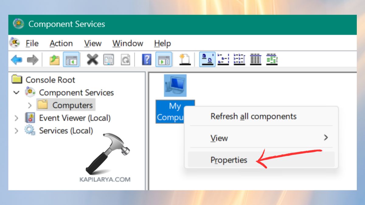 properties of my computer in computer services