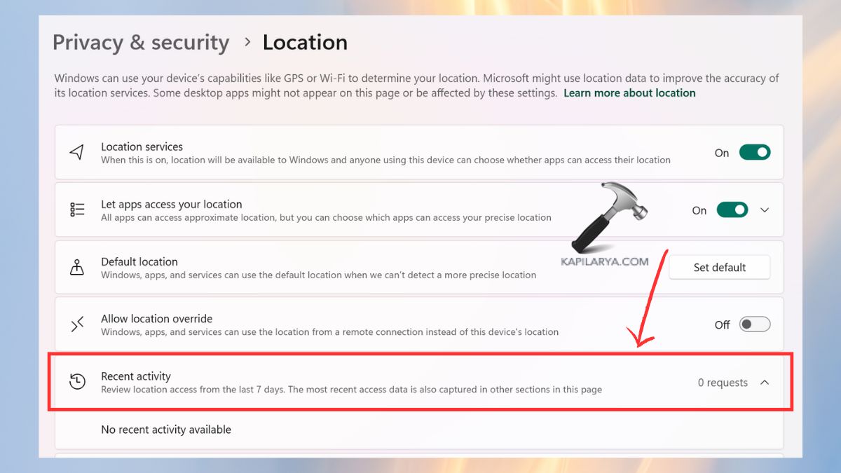 recent activity or location history