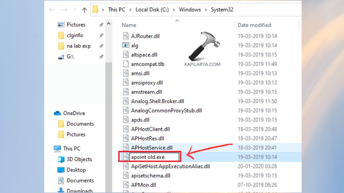 rename apoint exe file