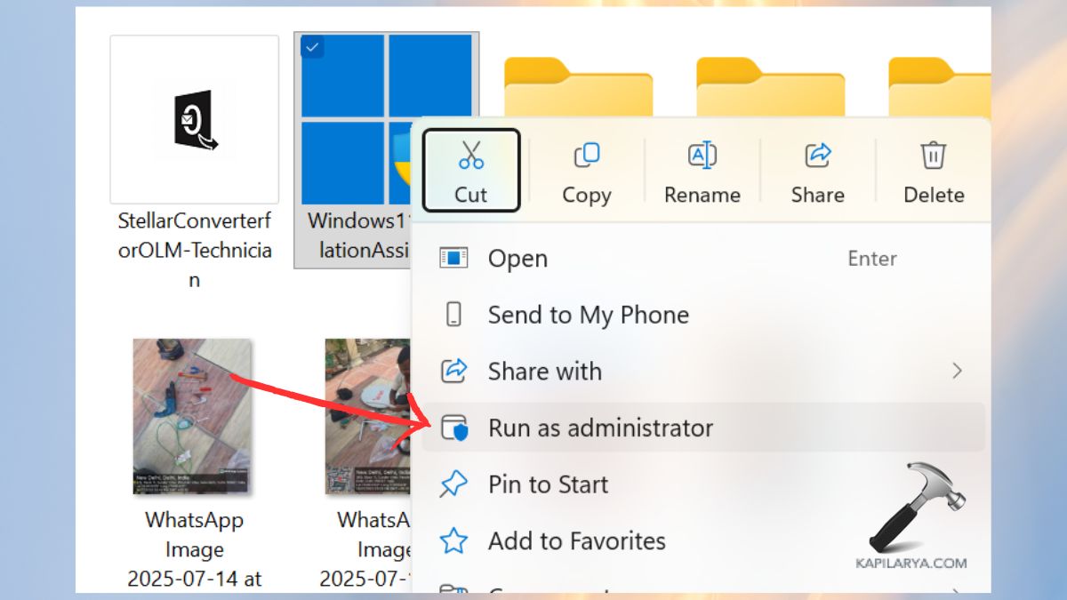 run as admininstrator for windows 11 installation assistant