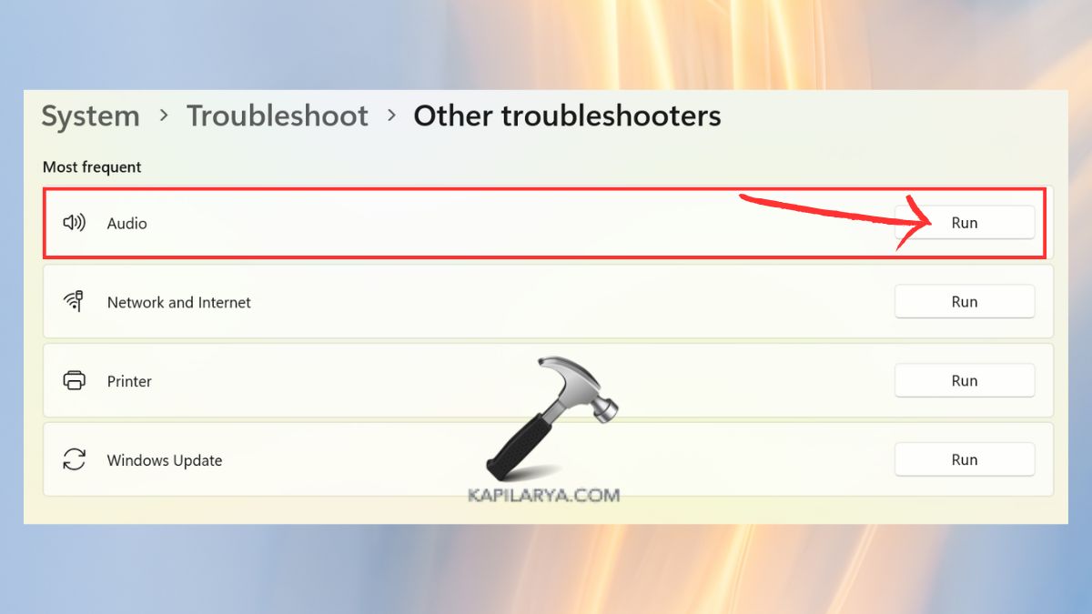 run audio troubleshooter