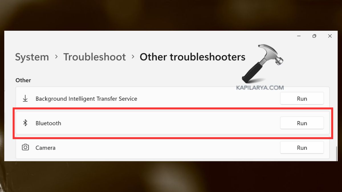 run bluetooth troubleshooter windows 11