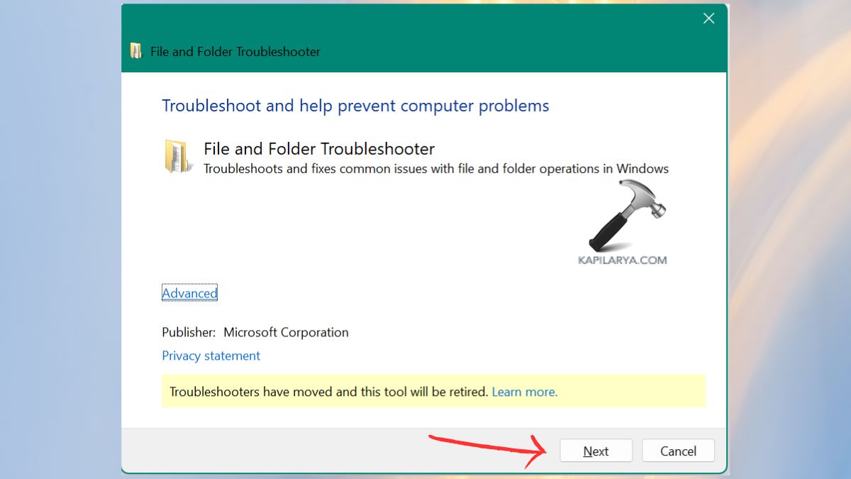 run file and folder troubleshooter