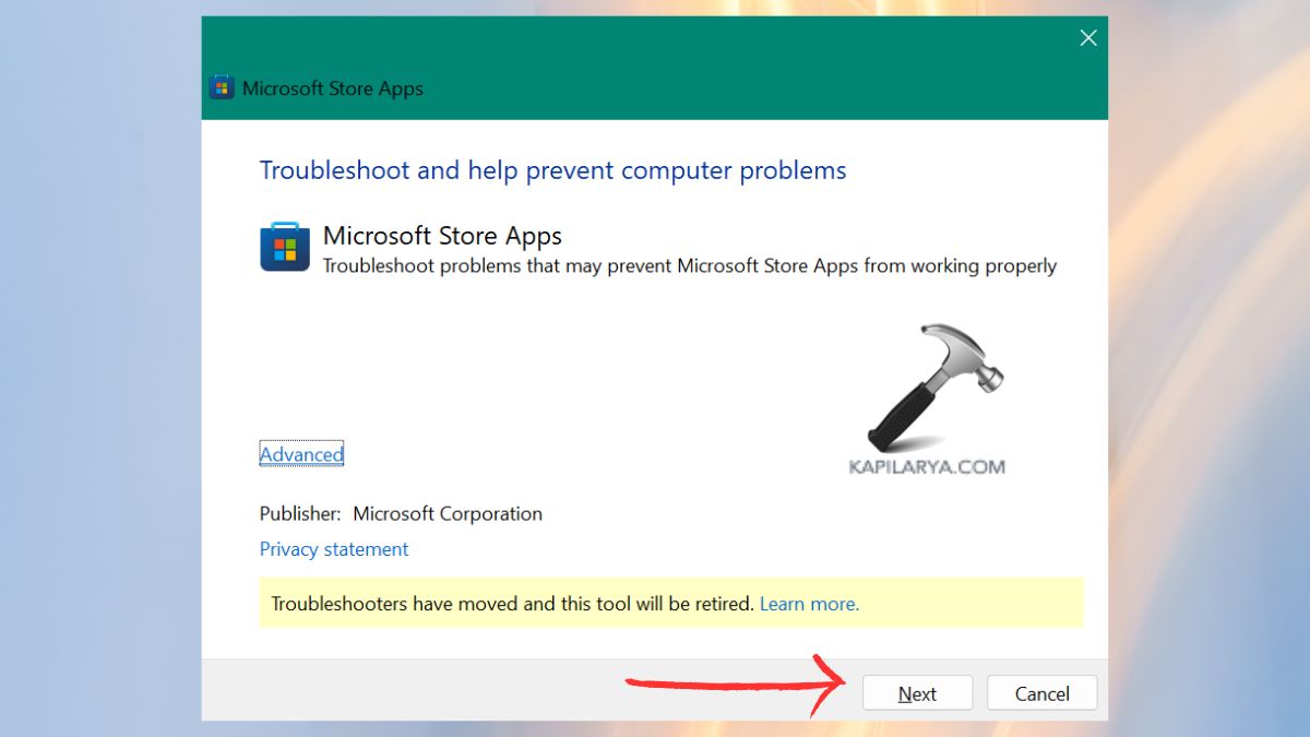run the microsoft store apps troubleshooter