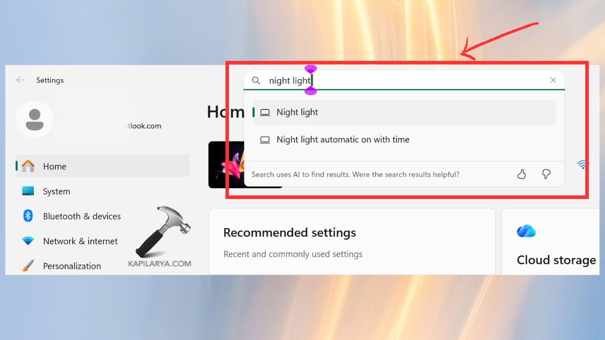 searching with agent in settings