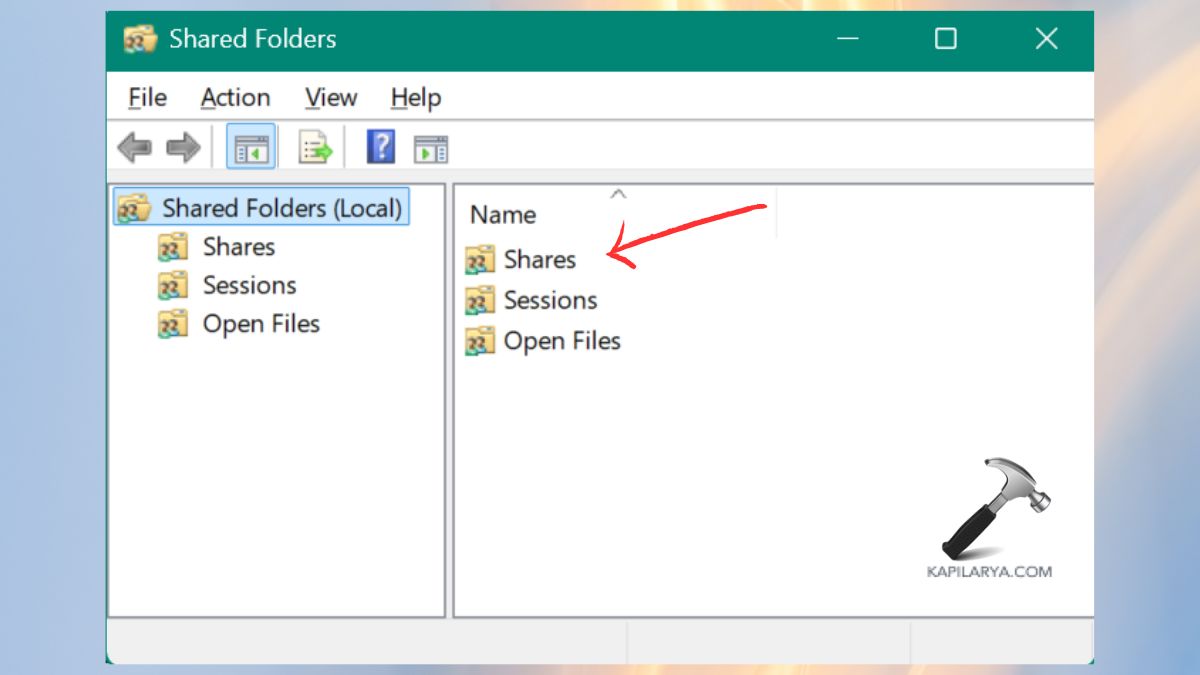 shared folder from run bar