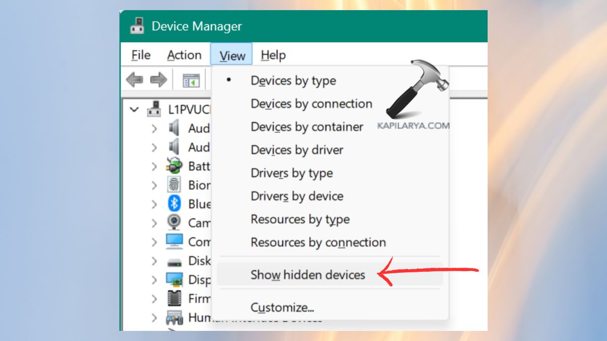 show hidden devices in device manager