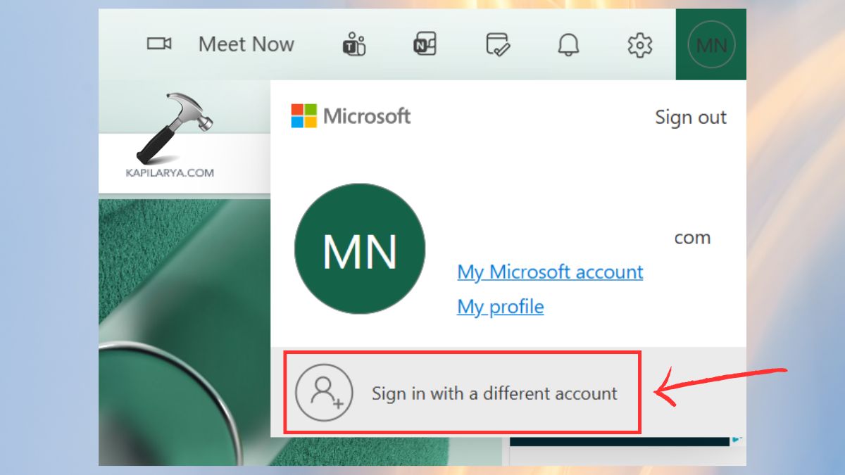 sign in with a different account