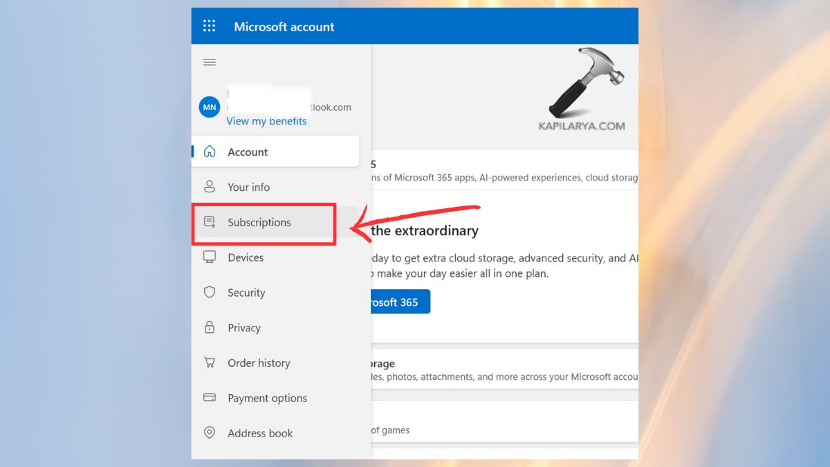 subscriptions microsoft account