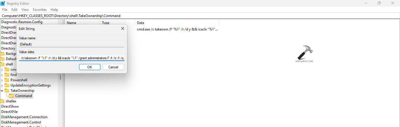 Setting the value of command key