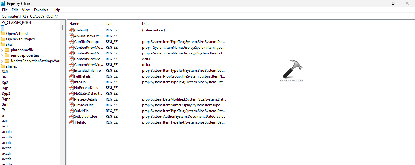 Opening path in registry editor