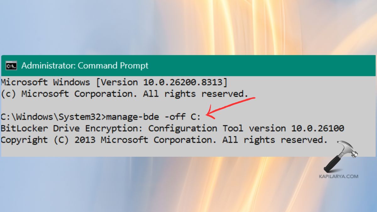 temporarily decrypt the system drive