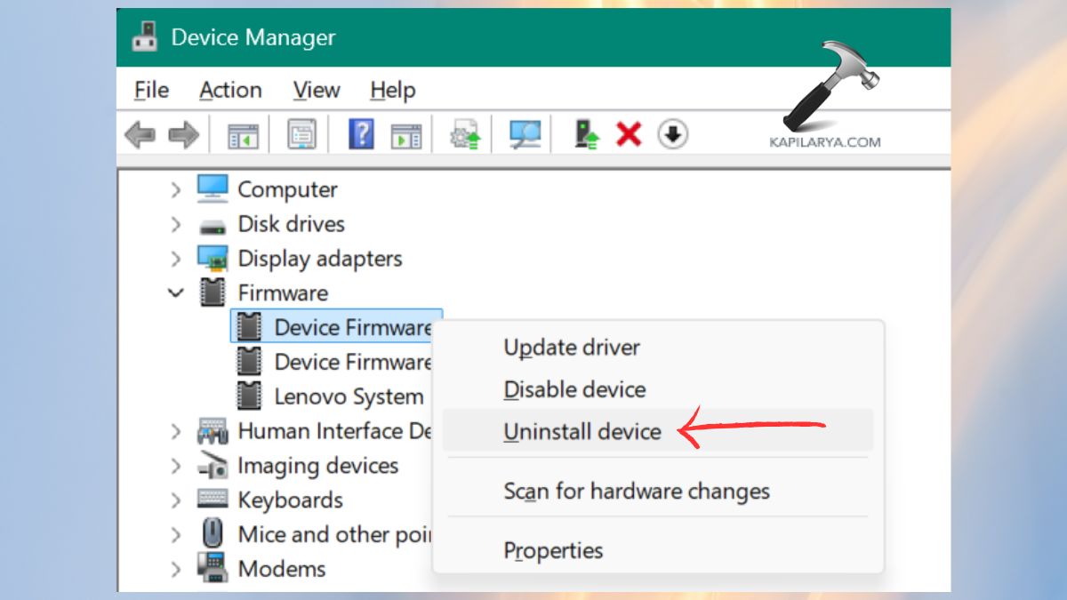 uninstall device firmware