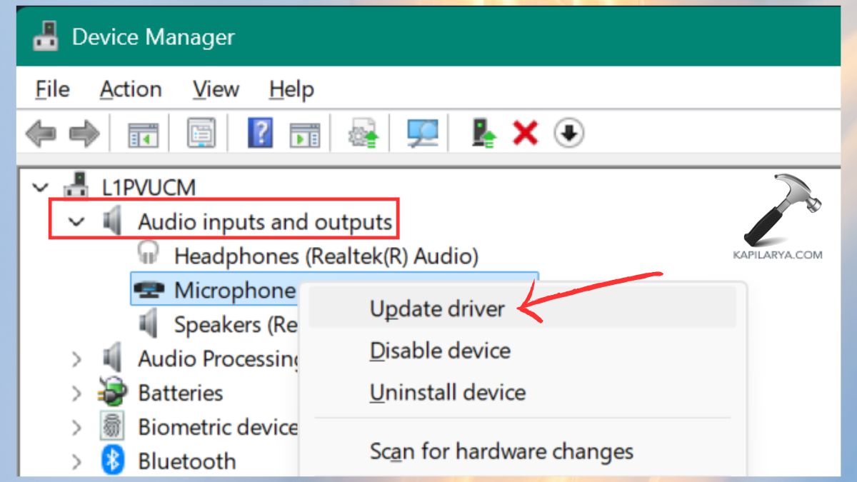 update driver audio inputs and outputs